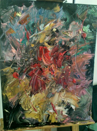 Картина под названием "COEUR D'ANGEL" - Lisa. B, Подлинное произведение искусства, Масло Установлен на Деревянная рама для н…