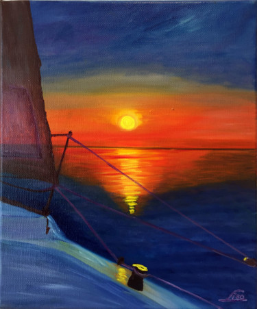 Vitorlázom a Naplementében Peinture intitulée "Vitorlázom a Naplem…" par Lisa Elinor, Œuvre d'art originale, Huile