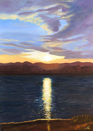 Painting titled "Lake Omsk, near Bud…" by Lisa Elinor, Original Artwork, Oil