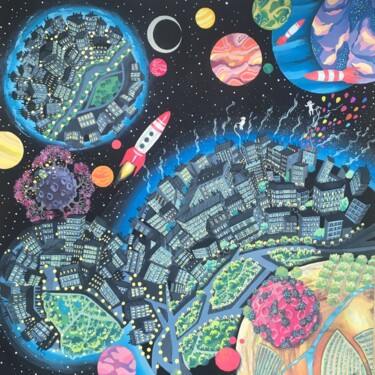 Peinture intitulée "SPACE" par Lisa Ingrassia, Œuvre d'art originale, Gouache