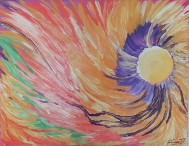 Painting titled "Soleil Tournant" by Lisa Morantin, Original Artwork, Acrylic
