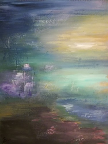 Painting titled "Morning mist" by Lisa Steeven, Original Artwork, Acrylic