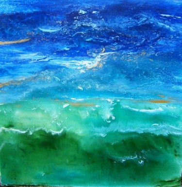 Pittura intitolato "Laguna verde" da Lisa Beneventi, Opera d'arte originale, Olio