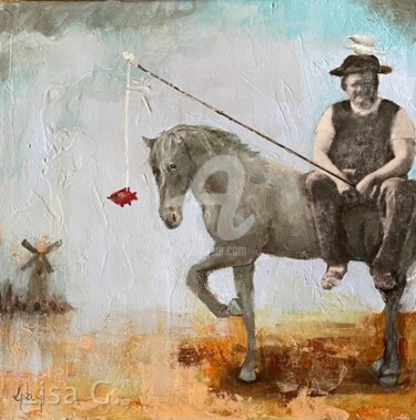 Pintura titulada "le retour de Sancho…" por Lisa G., Obra de arte original, Acrílico