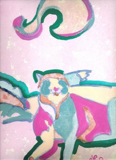 Painting titled "DESERT KITTY" by Lisa J. Warner, Original Artwork, Oil
