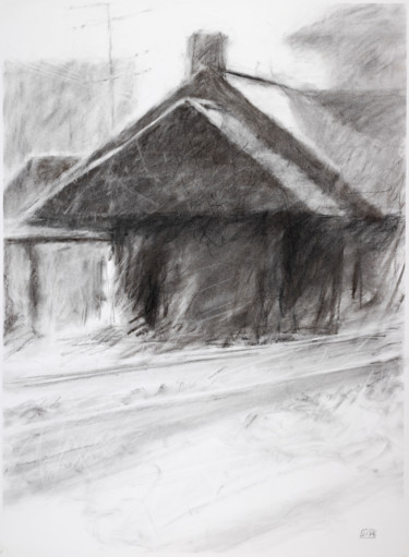 Drawing titled "Depot in Light and…" by Lisa Tennant, Original Artwork, Charcoal