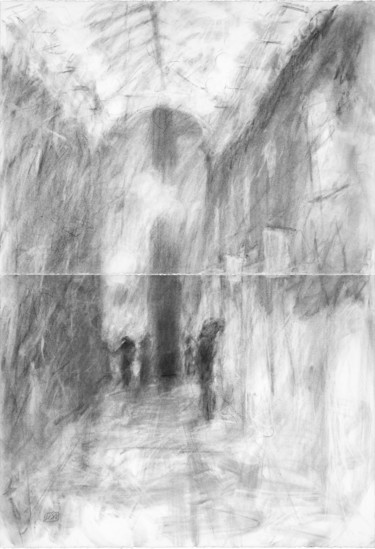 Drawing titled "Nickels Archade" by Lisa Tennant, Original Artwork, Charcoal