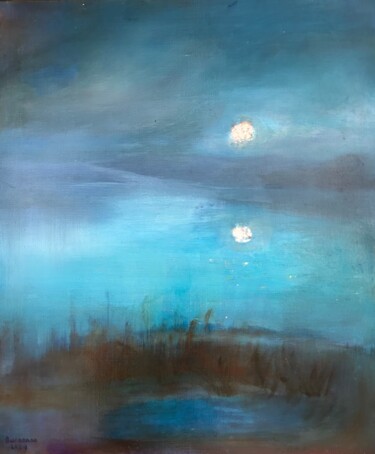 Картина под названием "Eclat de lune sur d…" - Lisbeth Buonanno, Подлинное произведение искусства, Масло