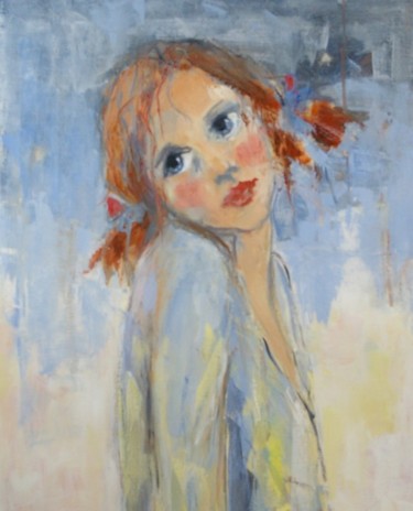 Painting titled "Jeune fille" by Lisbeth Courcambeck, Original Artwork