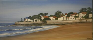 Painting titled "plage de Nauzan à S…" by Lise Buissart, Original Artwork, Acrylic