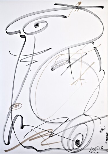 Dessin intitulée "L'Escargot" par Lise Dedieu, Œuvre d'art originale, Marqueur