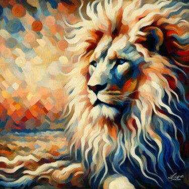 Digital Arts titled "L'Écho du Lion - Af…" by Lise Dove, Original Artwork, Digital Painting