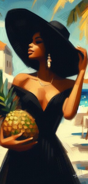 Arts numériques intitulée "Ananas et Élégance…" par Lise Dove, Œuvre d'art originale, Peinture numérique