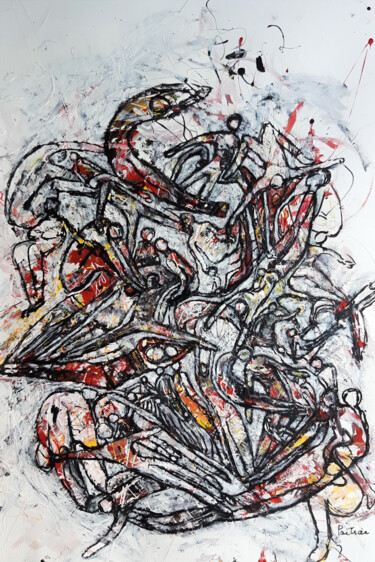 Painting titled "Humanité 5" by Lise Poitras, Original Artwork, Acrylic