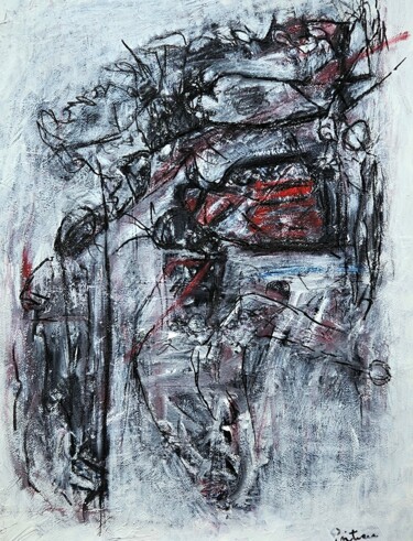 Peinture intitulée "La ligne rouge" par Lise Poitras, Œuvre d'art originale, Acrylique