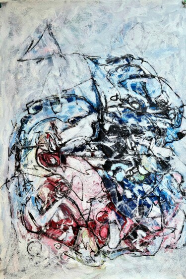 Pintura intitulada "Bleu, blanc, rouge…" por Lise Poitras, Obras de arte originais, Acrílico