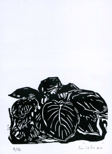 Flowers 21*15 cm / 8,26*5,90 inch (002) Gravures & estampes intitulée "Flowers 21*15 cm /…" par Vitaliy Lishko, Œuvre d'art originale, Linogravures