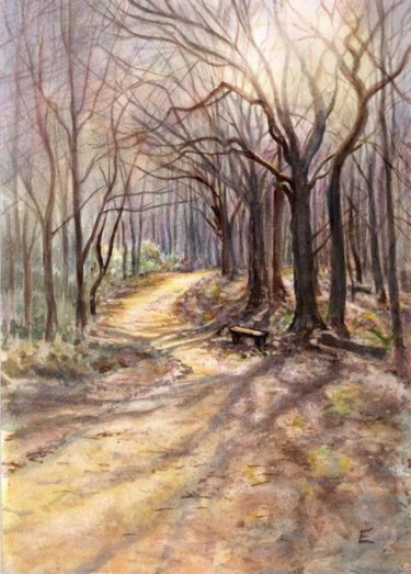 Painting titled "Woodland" by Elizabeth Stringer, Original Artwork