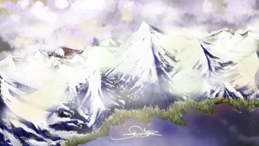 Painting titled "volcanic lake" by Skywalker, Original Artwork, Ink