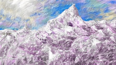 Peinture intitulée "Purple Mountains" par Skywalker, Œuvre d'art originale, Encre