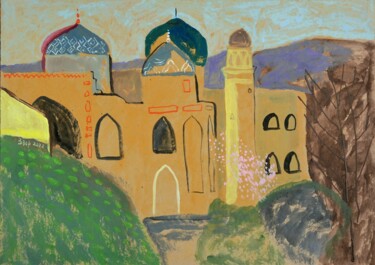 「Khujand Mosque」というタイトルの絵画 Liuba Zdorによって, オリジナルのアートワーク, アクリル