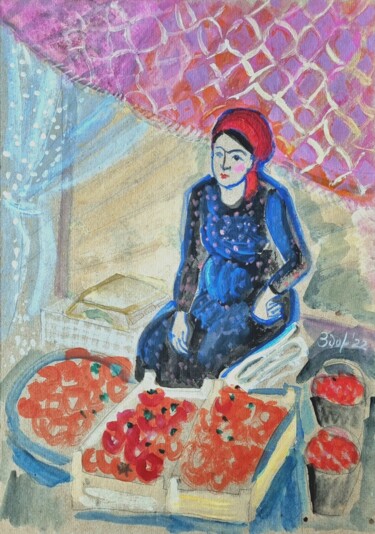 Schilderij getiteld "Pomidornitsa (etude)" door Liuba Zdor, Origineel Kunstwerk, Acryl