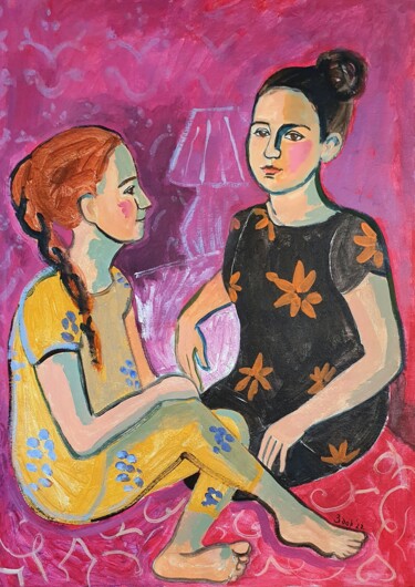 Painting titled "Friends" by Liuba Zdor, Original Artwork, Acrylic