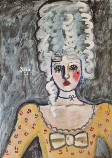 Painting titled "Ugly girl in a yell…" by Liuba Zdor, Original Artwork, Acrylic