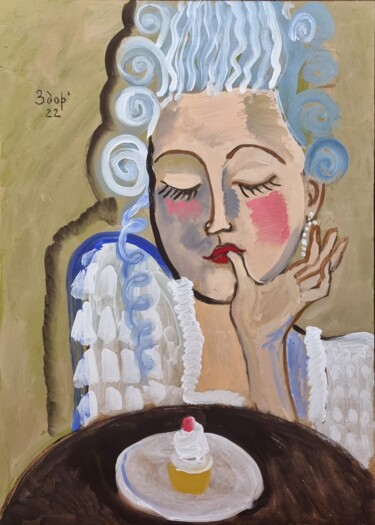 Malerei mit dem Titel "Marie-Antoinette" von Liuba Zdor, Original-Kunstwerk, Acryl