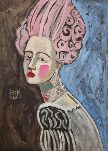 Painting titled "Pink hair" by Liuba Zdor, Original Artwork, Acrylic