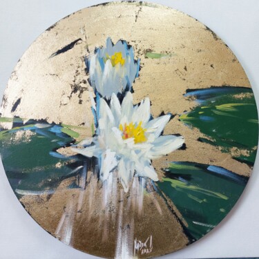 Pittura intitolato "Water Lilies" da Liubomyr Khudiak, Opera d'arte originale, Olio
