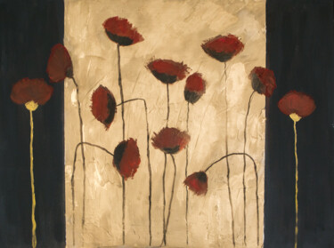 Ζωγραφική με τίτλο "Poppies at sunset" από Lala Belyaevskaya (Lalabel), Αυθεντικά έργα τέχνης, Ακρυλικό Τοποθετήθηκε στο Ξύλ…