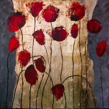 Peinture intitulée "Poppies at dusk" par Lala Belyaevskaya (Lalabel), Œuvre d'art originale, Acrylique Monté sur Châssis en…