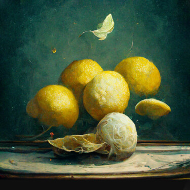 Digital Arts titled "Five lemons. Surrea…" by Lala Belyaevskaya (Lalabel), Original Artwork, AI generated image