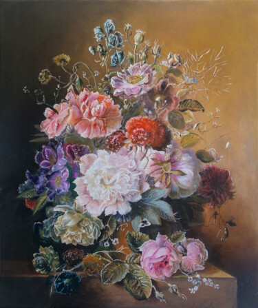 Pittura intitolato "Bouquet of flowers…" da Lala Belyaevskaya (Lalabel), Opera d'arte originale, Olio