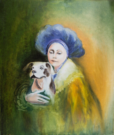 Pintura titulada "lady in a beret wit…" por Lala Belyaevskaya (Lalabel), Obra de arte original, Oleo Montado en Bastidor de…