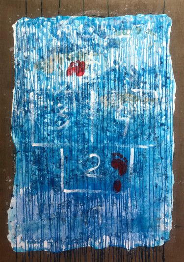 Playing, can we leap over cry sky Peinture intitulée "Playing, can we lea…" par Liubov Kondratovich, Œuvre d'art originale, Acrylique