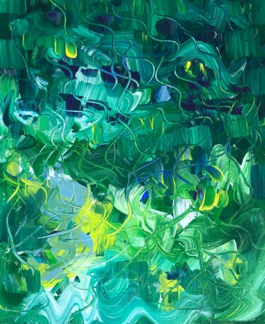 Peinture intitulée "Green-eyed morning" par Liubov Kondratovich, Œuvre d'art originale, Acrylique