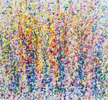 Malerei mit dem Titel "Rainbow-colored rain" von Liubov Kondratovich, Original-Kunstwerk, Acryl