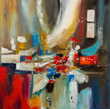 Painting titled "AFTER PARTY (FRAMED)" by Liubov Kuptsova, Original Artwork, Oil Mounted on Wood Stretcher frame