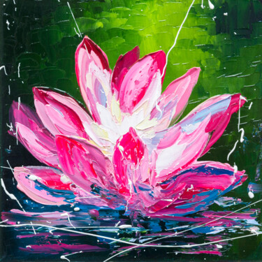 Malerei mit dem Titel "Pink Waterlily" von Liubov Kuptsova, Original-Kunstwerk, Öl