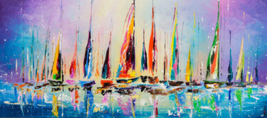 Painting titled "Great regatta" by Liubov Kuptsova, Original Artwork, Oil