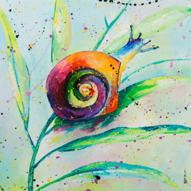 Painting titled "Snail" by Liubov Kuptsova, Original Artwork, Oil
