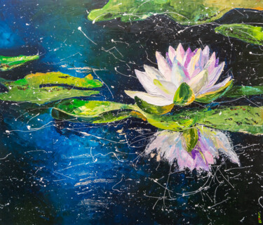Painting titled "Waterlily" by Liubov Kuptsova, Original Artwork, Oil