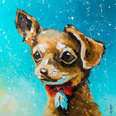 Peinture intitulée "Glamorous dog" par Liubov Kuptsova, Œuvre d'art originale, Huile