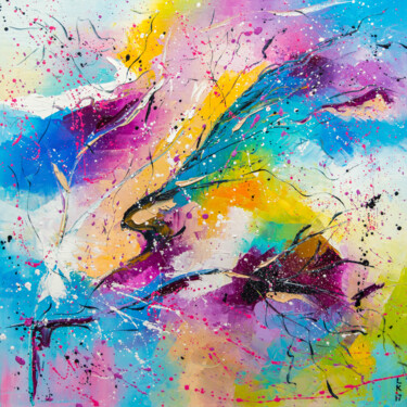 Pittura intitolato "Rainbow splashes (F…" da Liubov Kuptsova, Opera d'arte originale, Olio