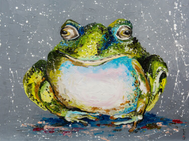 Painting titled "The toad" by Liubov Kuptsova, Original Artwork, Oil
