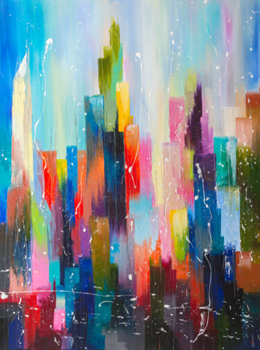 Pintura intitulada "DOWNTOWN I" por Liubov Kuptsova, Obras de arte originais, Óleo