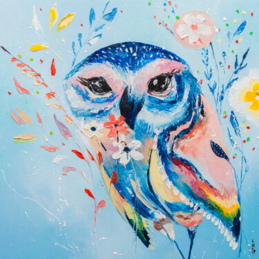 Peinture intitulée "WISE BIRD" par Liubov Kuptsova, Œuvre d'art originale, Huile Monté sur Châssis en bois
