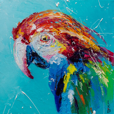 Painting titled "PARROT" by Liubov Kuptsova, Original Artwork, Oil